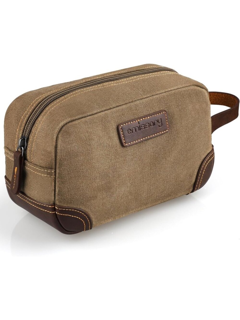 New Brown Leather & Canvas Men's Toiletry Bag, Dopp Kit & Travel Saving Kit